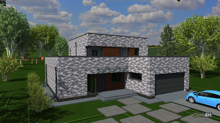 Проект стильного дома площадью 250 кв.м с гаражом на две единицы автотранспорта