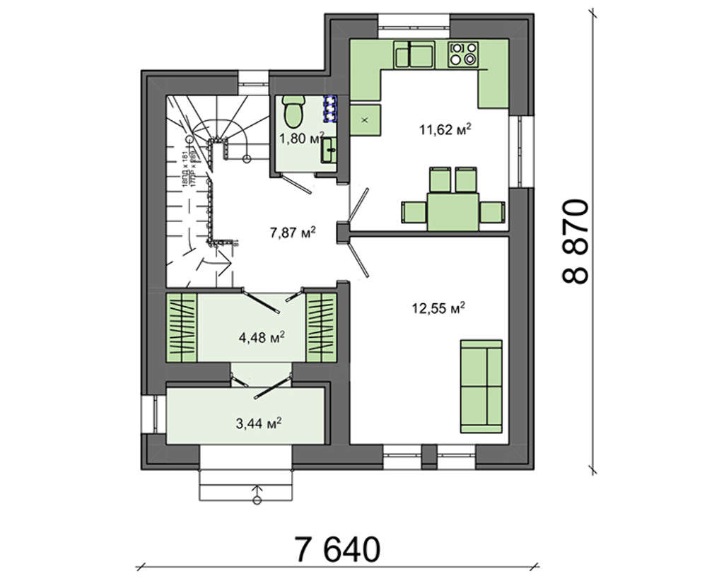 Небольшой двухэтажный коттедж площадью до 80 m² | Архитектурная студия  DOM4M РФ