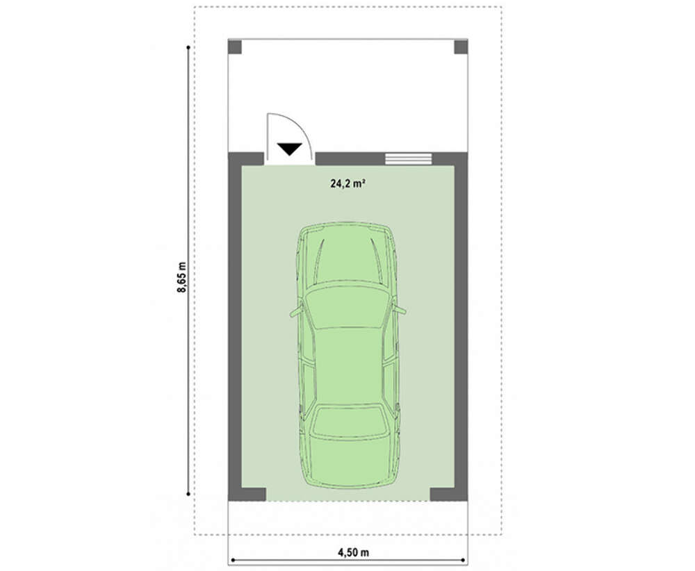 Проект гаража на 1 авто площадью 24 кв.м.