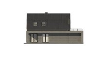 Интересный проект дома с большой террасой над гаражом