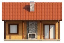 Проект небольшого бюджетного одноэтажного коттеджа с деревянным фасадом