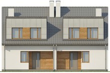 Проект двухэтажного модернового коттеджа на 2-е семьи с раздельными входами