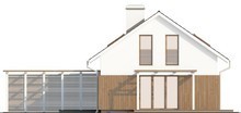 Проект дома с мансардой, двускатной крышей и деревянным фасадом
