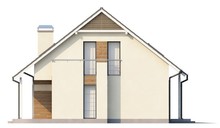 Проект дома с гаражом, балконом и эркером