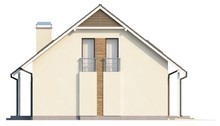 Проект дома с гаражом, балконом и эркером