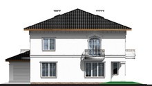 Красивый дом с тремя ажурными балкончиками
