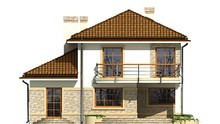 Проект двухэтажного особняка с полукруглыми террасами и балконами