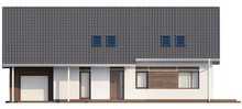 Проект дома со встроенным гаражом, угловой террасой и кабинетом