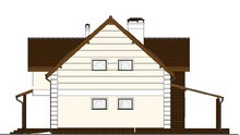 Схема стильного двухэтажного дома с эркером и просторной летней площадкой