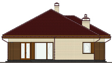 Схема одноэтажного дома с колоннами и просторной зоной для летнего отдыха