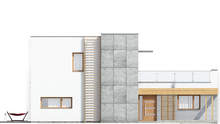 Схема двухэтажного дома с гаражом на 2 автомобиля и огромной террасой