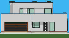 Проект стильного дома площадью 250 кв.м с гаражом на две единицы автотранспорта