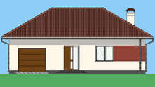Проект небольшого дачного дома с гаражом общей площадью 90 кв.м.