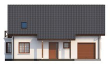 Проект дома со встроенным гаражом, эркером и балконом