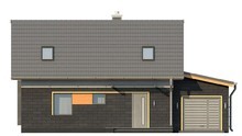 Проект небольшого аккуратного дачного дома с гаражом и мансардой