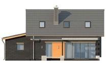 Проект небольшого аккуратного дачного дома с гаражом и мансардой
