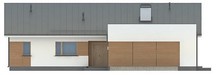 Проект одноэтажного коттеджа простой формы с гаражом для двух авто
