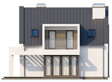 Проект современного коттеджа с мансардой и удобным балконом