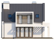 Проект современного коттеджа с мансардой и удобным балконом