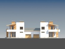 Проект современного дома на две семьи с плоской крышей