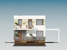 Проект красивого классического дома с гаражом и мансардой