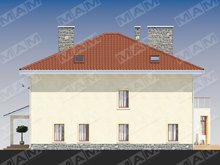 Двухэтажная загородная вилла с многоскатной крышей