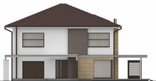 Простой проект двухэтажного дома со встроенным гаражом