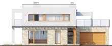 Проект двухэтажного современного дома с террасой и гаражом