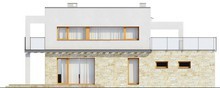 Проект двухэтажного современного дома с террасой и гаражом