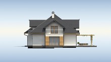 Проект дома с красивыми окнами и гаражом для двух автомобилей