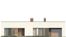 Проект одноэтажного коттеджа с плоской крышей, со светлым функциональным интерьером и гаражом
