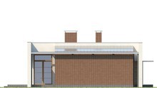 Проект одноэтажного коттеджа с плоской крышей, со светлым функциональным интерьером и гаражом