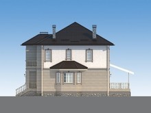 Архитектурный проект простого классического дома с гаражом и террасой