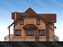 Архитектурный проект красивого дома с деревянной отделкой фасада