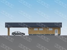 Проект большого гаража с деревянным фасадом