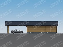 Проект большого гаража с деревянным фасадом