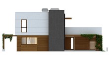 Проект современного дома с террасой и гаражом для 2 авто