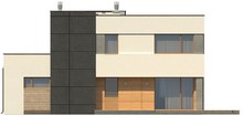 Проект двухэтажного модернистского дома с гаражом и террасой