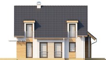 Проект дома с мансардными окнами и фронтальным гаражом
