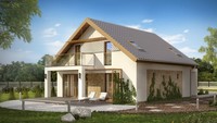 Проект классического дома средних размеров с двухскатной крышей