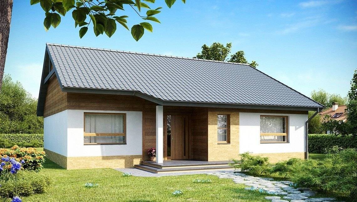 Проект одноэтажного дома с тремя спальнями и двускатной крышей | Dom4m.ru |  DOM4M.RU