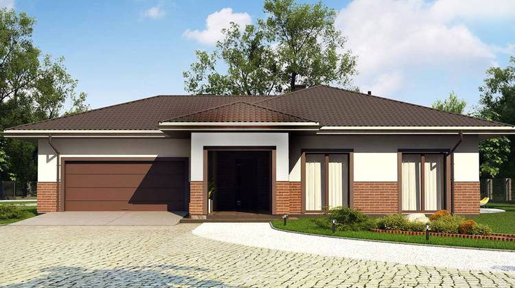 Проект одноэтажного дома в светло коричневых тонах площадью 187 кв.м.