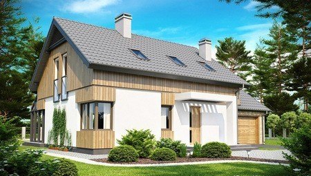 Проект дома с террасой с большими окнами
