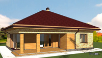 Схема одноэтажного дома с колоннами и просторной зоной для летнего отдыха