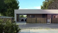 Проект небольшого одноэтажного стильного дома хай - тек с гаражом на одну машину