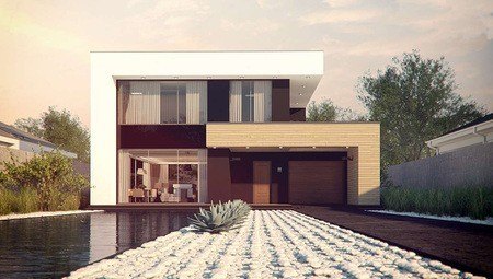 Проект современного двухэтажного дома хай тек с гаражом