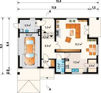 Дом с мансардой и встроенным гаражом для транспорта
