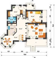 Величавый особняк с круглым угловым эркером