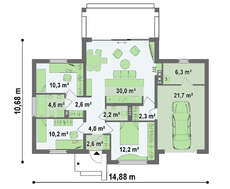 Проект небольшого одноэтажного дома интересного дизайна