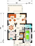 Проект коттеджа с мансардой и гаражом на одно авто
